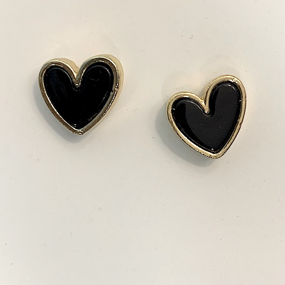Black Heart Stud Earrings